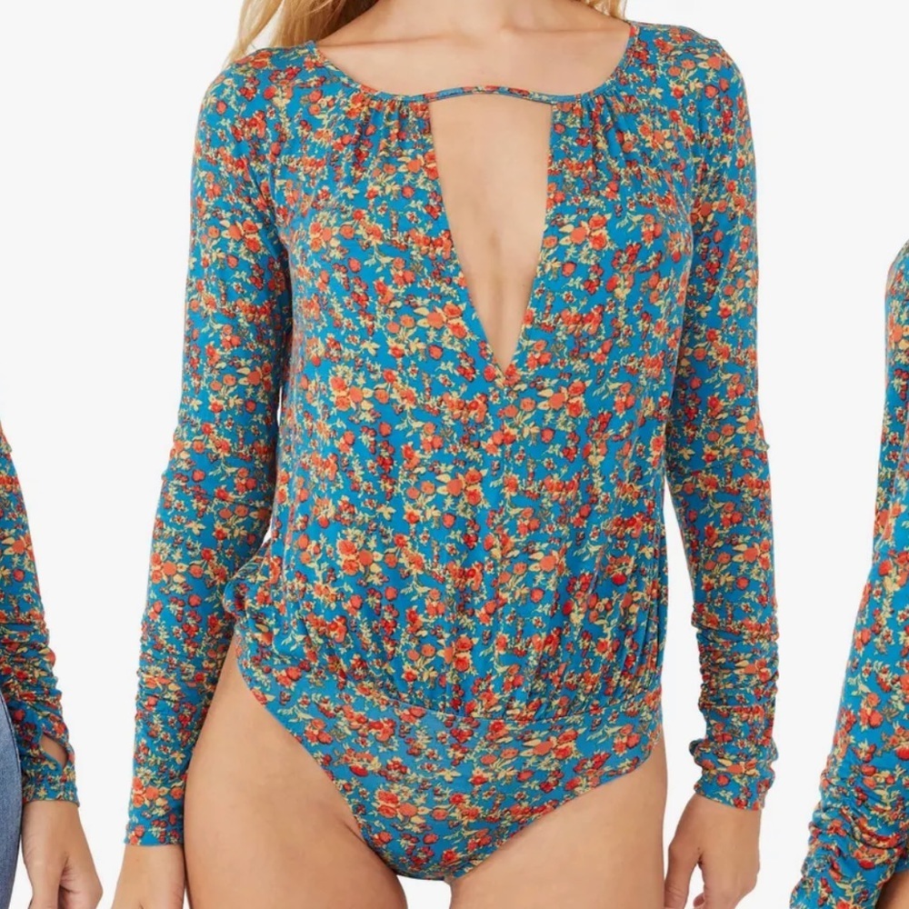 Free People Kaya Print Cutout Bodysuit - Small - Picture 2 of 6